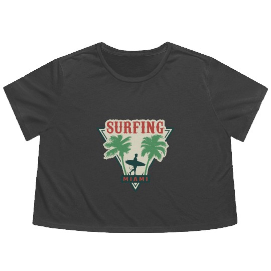 Surfing Miami Flowy Cropped Tees