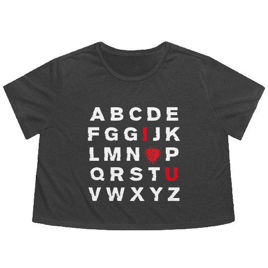Abc Alphabet I Love You English Teacher Valentines Flowy Cropped Tees