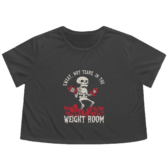 Anti Valentine´s Day Broken Heart Powerlifting Gym Flowy Cropped Tees