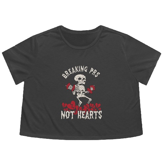 Anti Valentine´s Day Broken Heart Powerlifting Gym Flowy Cropped Tees