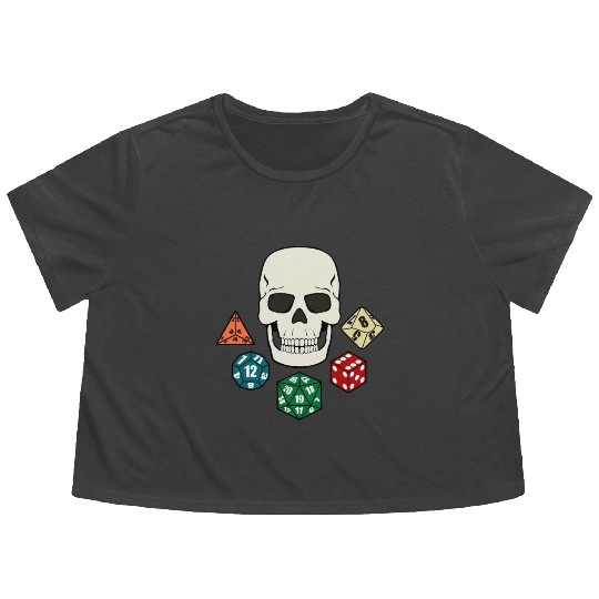 TABLETOP GAMER DICE SKULL PIRATE JOLLY ROGER Flowy Cropped Tees
