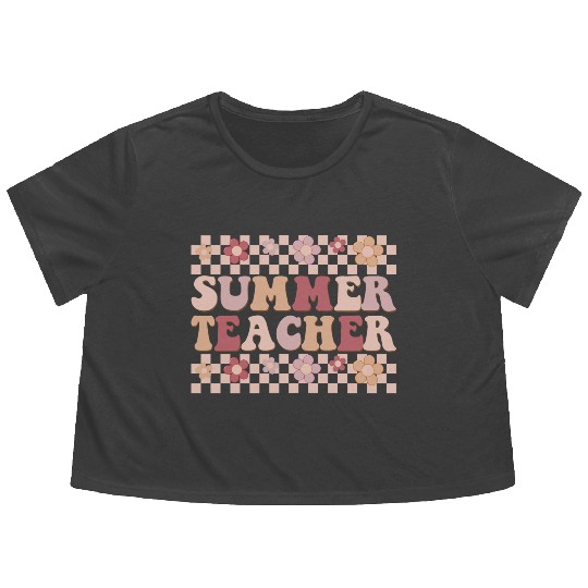 Summer teacher Flowy Cropped Tees