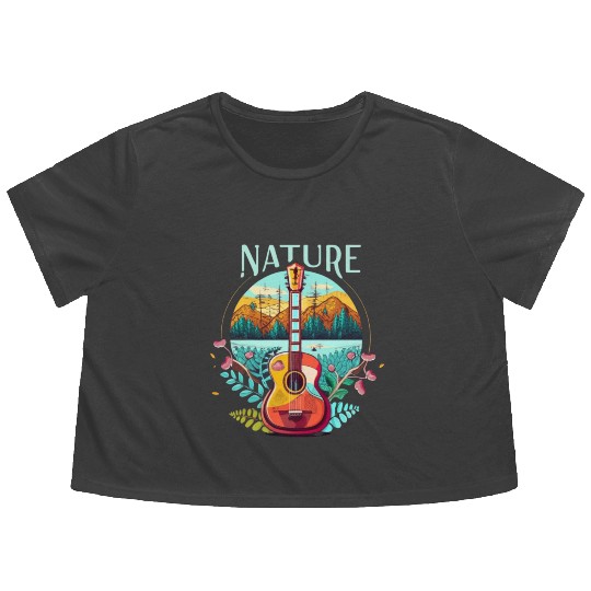 Nature Guitar Flowy Cropped Tees