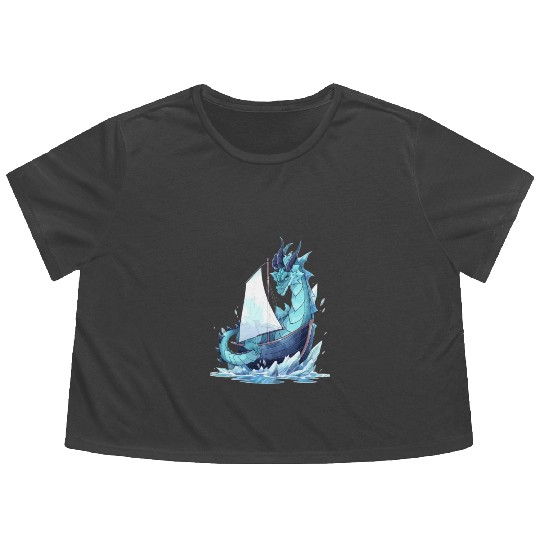 Ice Sailing Dragon Ice Sailor Ice Boating Yachting Flowy Cropped Tees