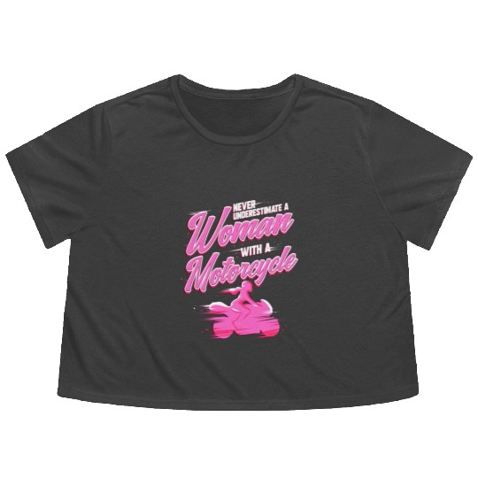 Ladies Motorcycle Girl Biker Gift for Motocross Flowy Cropped Tees