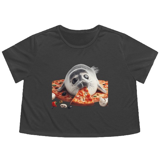 Seerobbe enjoys pizza Flowy Cropped Tees