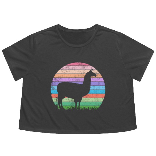 Funny llama lover birthday gift Flowy Cropped Tees