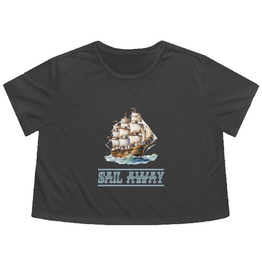 Papiership Paper Boat for a Sailor and Captain Flowy Cropped Tees