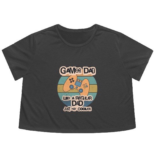 Cool Retro Gamer Dad Flowy Cropped Tees
