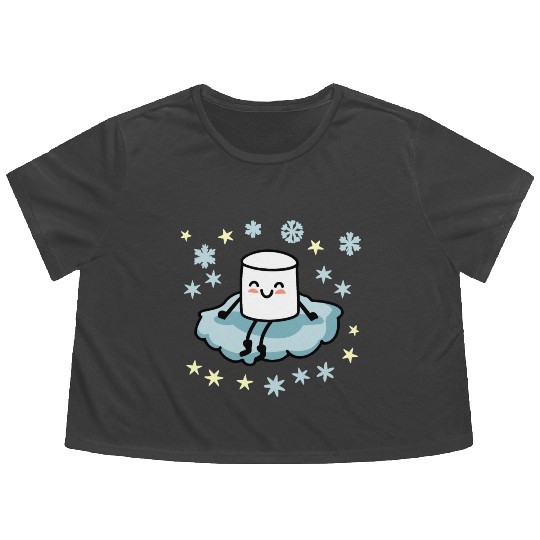 Marshmallow on a Cloud and it is Snowing V2 Flowy Cropped Tees