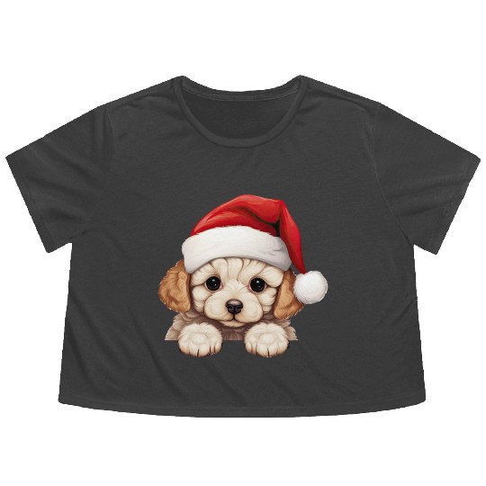 Bichon Frise Christmas Dog Flowy Cropped Tees