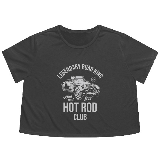 hot rod club, classic car, vintage car Flowy Cropped Tees