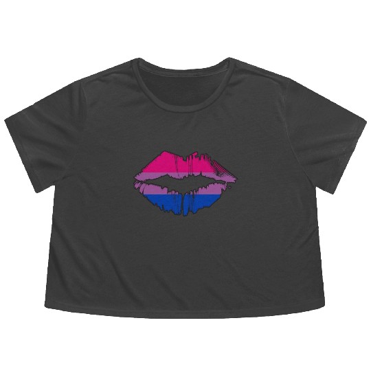 Bisexual Pride Flag LGBTQ Lips Flowy Cropped Tees