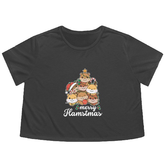 Hamster Christmas Tree merry Hamstmas Flowy Cropped Tees