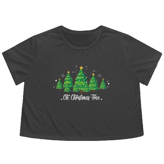 Oh Christmas Tree, Family Matching Christmas Flowy Cropped Tees