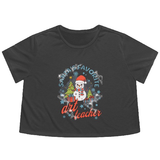 Santa s favorite art teacher Flowy Cropped Tees