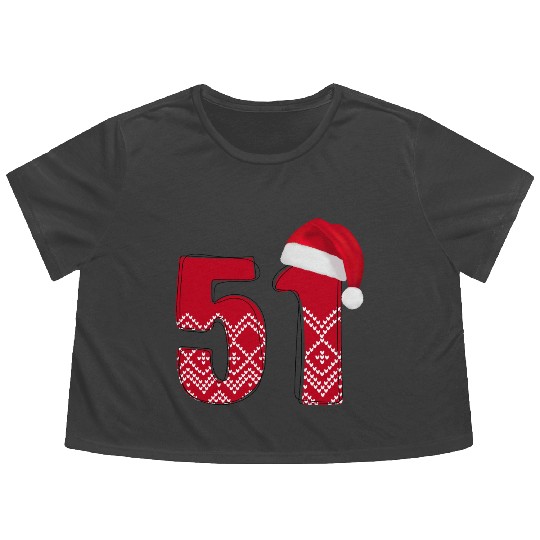 Celebrate 51 Christmas Years - Number Fifty One Flowy Cropped Tees