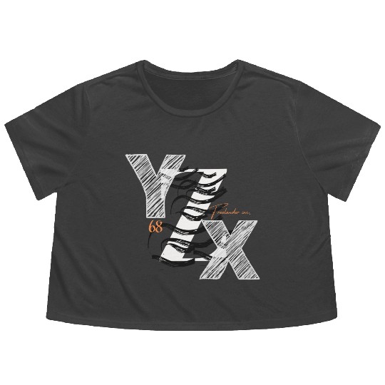 YZX lettering graphic Flowy Cropped Tees