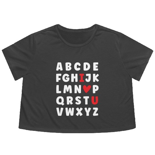 I Love You English Teacher Valentines Day Heart Flowy Cropped Tees