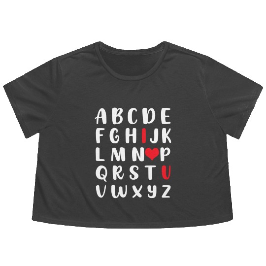 Abc Alphabet I Love You English Teacher Valentines Flowy Cropped Tees