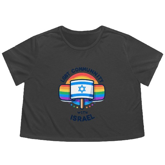 LGBTQ community STANDS WITH ISRAEL Flowy Cropped Tees