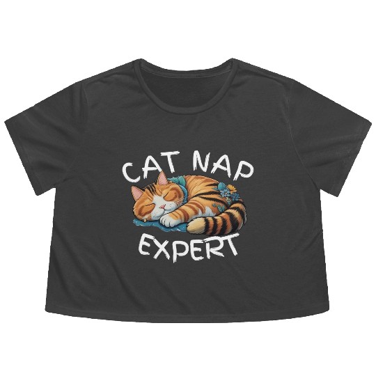 Cat Nap Expert Flowy Cropped Tees