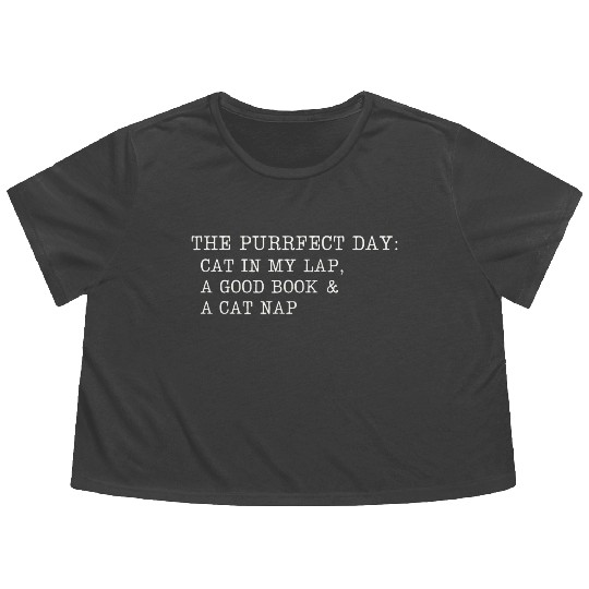 Cat in My Lap Book Catnap The Purrfect Day Flowy Cropped Tees