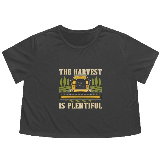The Harvest Is Plentiful Farming Combine Harvester Flowy Cropped Tees