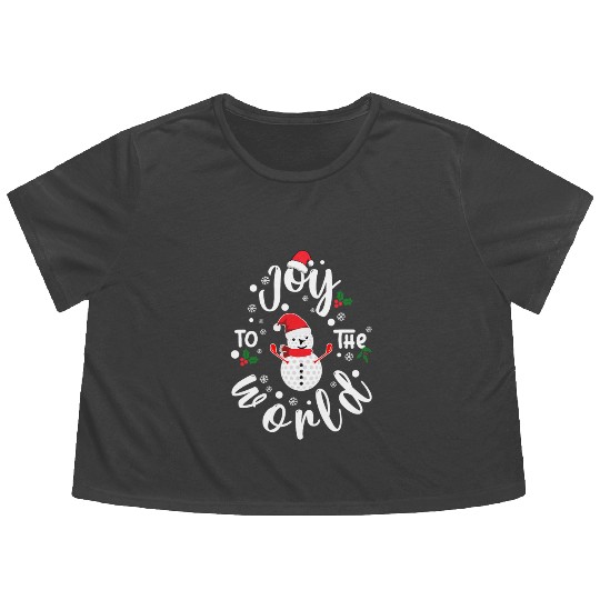 Christmas Golf Snowman Joy To The World Funny Golf Flowy Cropped Tees
