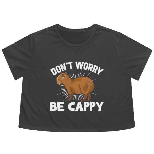 Funny Capybara Flowy Cropped Tees