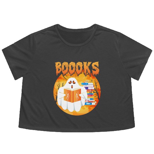 Ghost Is Halloween Teacher Flowy Cropped Tees