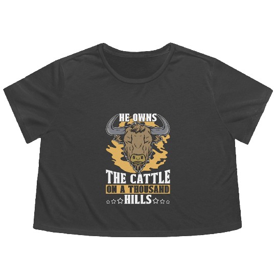Cattle Farming He Owns The Cattle On Farm Animals Flowy Cropped Tees