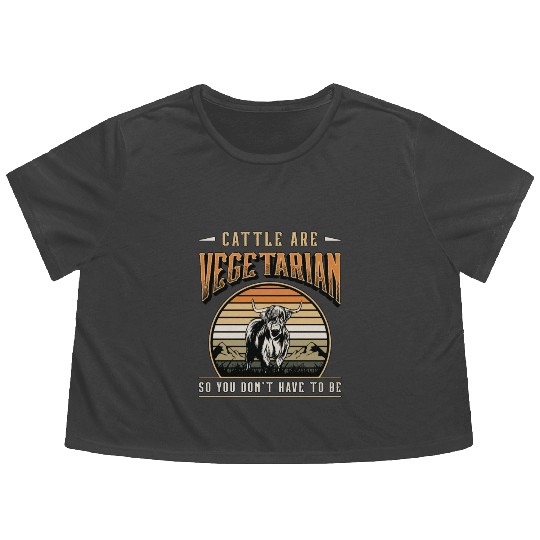 Cattle Farming Cattle Are Vegetarian Dairy Farmer Flowy Cropped Tees