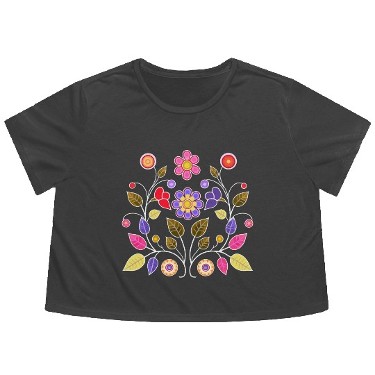 Ojibwe Floral with Anishinaabe Flowers Flowy Cropped Tees