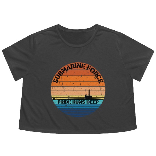 Sunset Navy Submarine Force Pride Runs Deep Flowy Cropped Tees