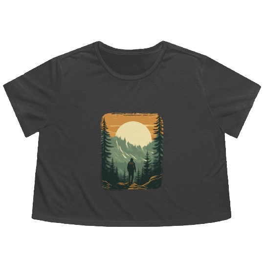 Forest nature trekking adventure Flowy Cropped Tees
