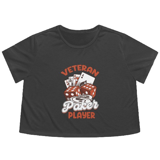 Veteran Poker Player Holdem Dealer Blackjack Flowy Cropped Tees