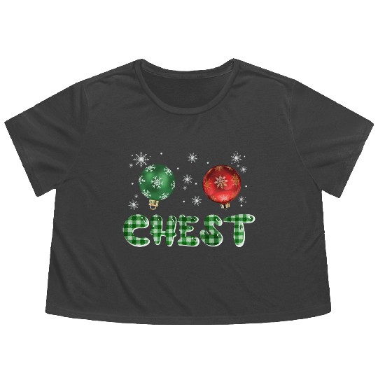 Chest Nuts Christmas Couple Funny Matching Flowy Cropped Tees
