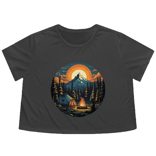 Forest nature trekking adventure Flowy Cropped Tees