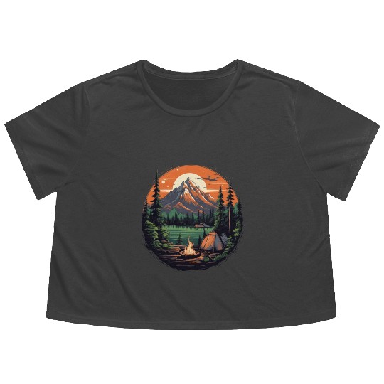 Forest nature trekking adventure Flowy Cropped Tees