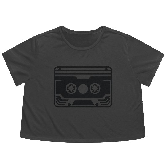 A vintage-inspired illustration of cassette tape Flowy Cropped Tees
