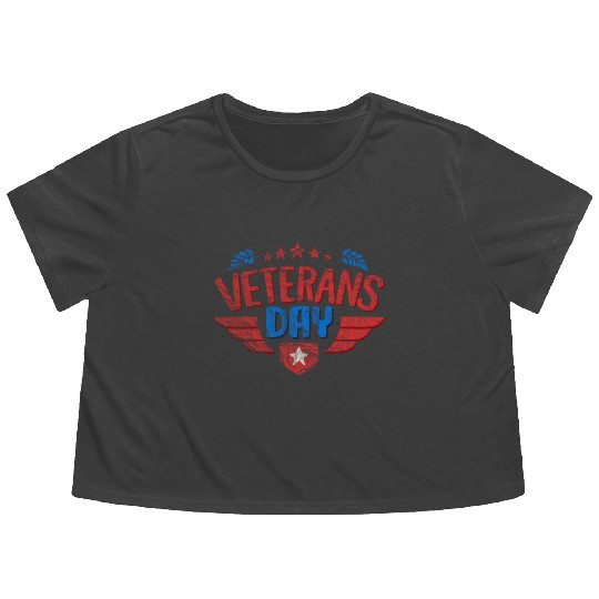 Happy Veteran Day Flowy Cropped Tees US Army Veteran