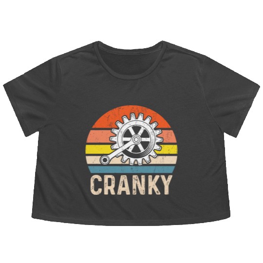 Cranky Vintage Sun funny Bicycle Lovers Flowy Cropped Tees