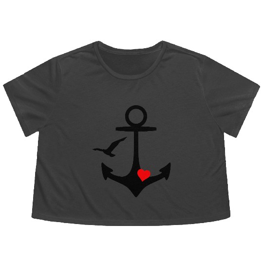 Anchor Heart Seagull Flowy Cropped Tees
