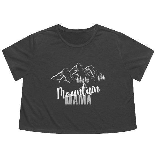 Mountain Mama, 3 Mountain peaks Flowy Cropped Tees