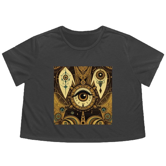 Abstract New Age 1920s Steampunk Design Flowy Cropped Tees