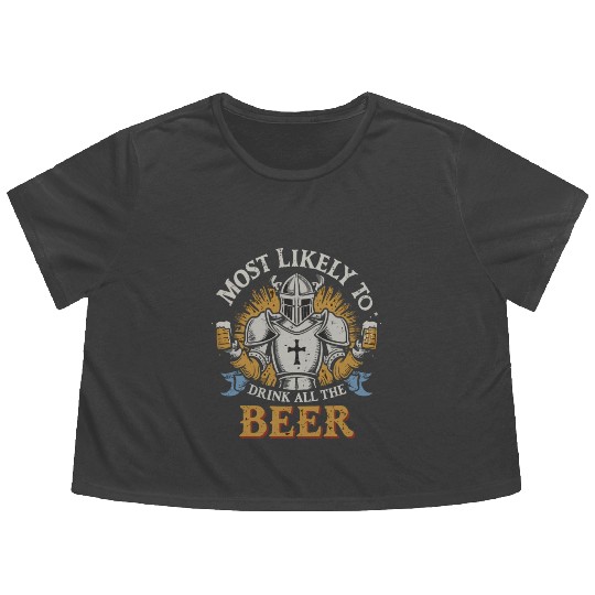Christmas Most Likely To Drink All The Beer Winter Flowy Cropped Tees