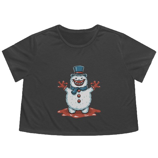 frosty snowman creepy Flowy Cropped Tees