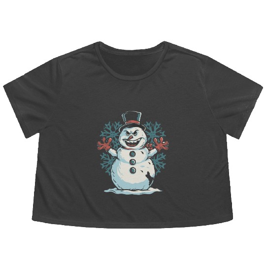 frosty snowman creepy Flowy Cropped Tees