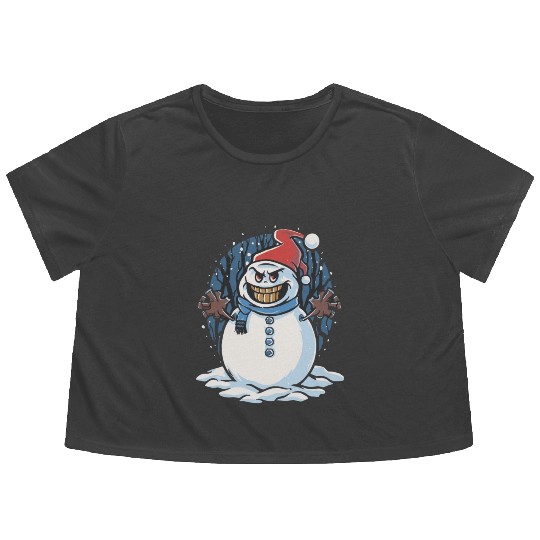 frosty snowman creepy Flowy Cropped Tees